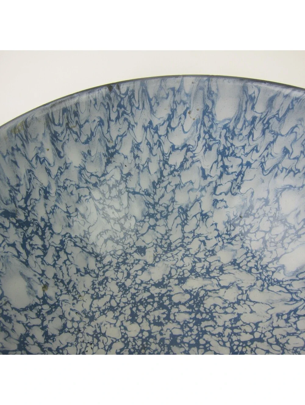 Antique Graniteware Mixing Bowl Blue Swirl 8